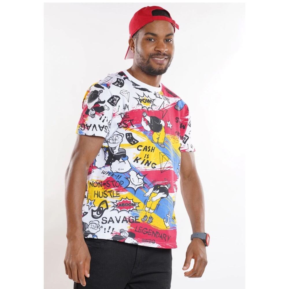 Trouble Makers Graphics Popeye Cotton Short Sleeve Shirt Size XL